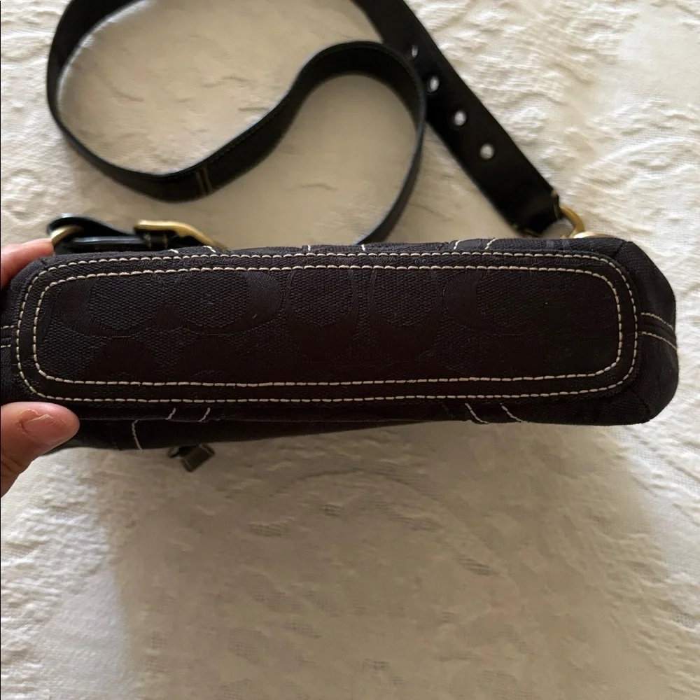 BNWOT Coach Black Leather/Canvas Crossbody Bag - Picture 3 of 10